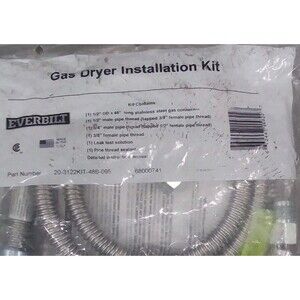 Everbilt Gas Dryer Installation Kit Line Hose 1/2 x 48"